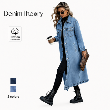 Long Denim Trench Coat
