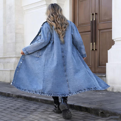 Long Denim Trench Coat